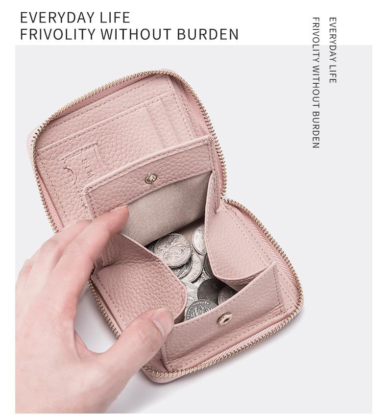 Product Introduction of New Genuine Leather Multi-Functional Short Wallet Women's Niche Coin Pocket Card Holder 13