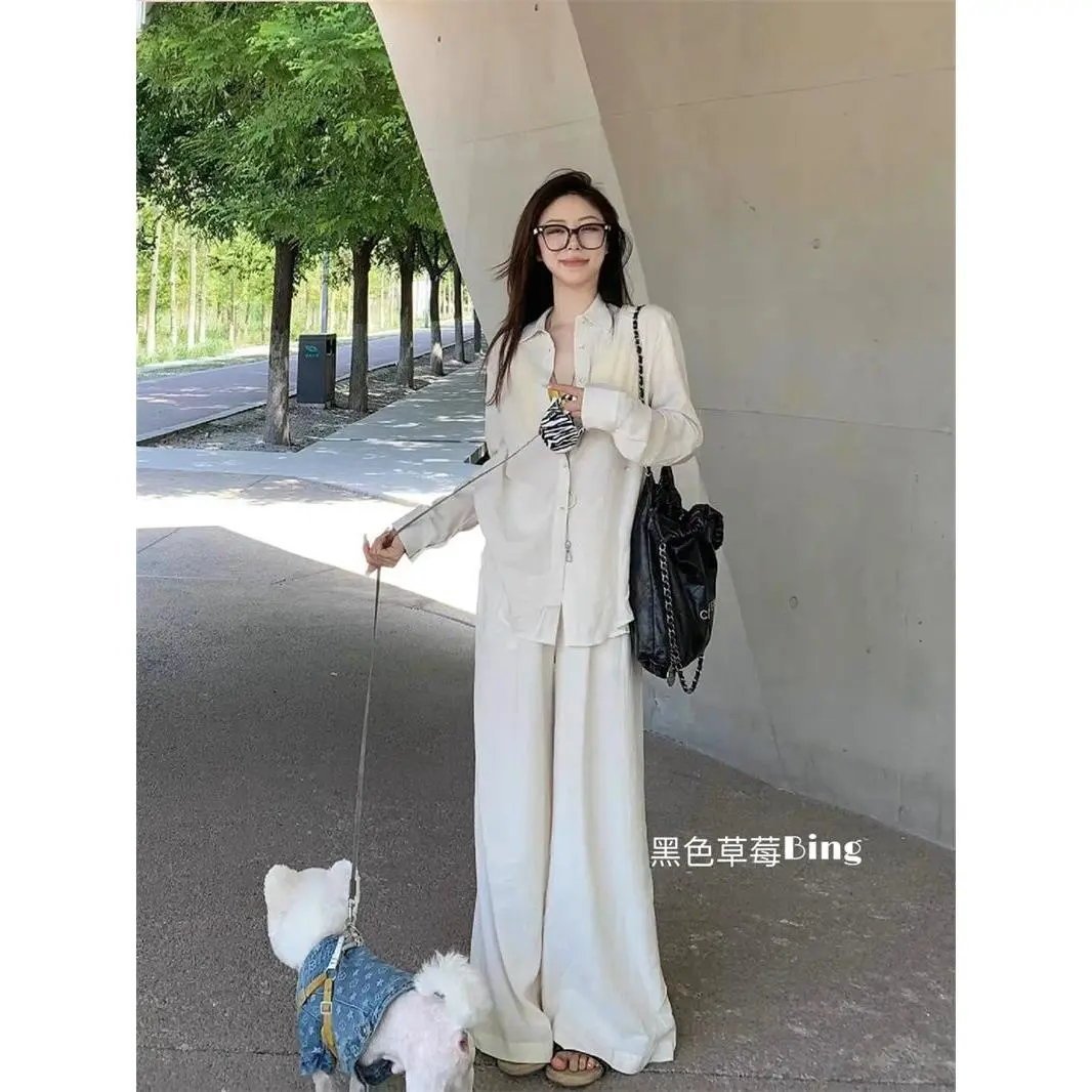 Bộ Đồ Phong Cách Cổ Điển Cho Nữ, Đầu Mùa Xuân, Phong Cách Lười Biếng, Làm Bằng Vải Lanh, Áo Chống Nắng, Quần Ống Rộng Thường Ngày Quần Dài, Bộ Đồ Hai Mảnh Thư Giãn
