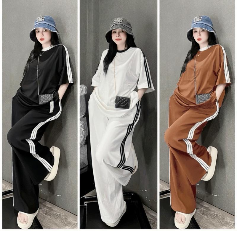 Set đồ nữ áo form rộng cổ tròn kèm quần dài ống rộng chạy viền [ quần có túi ] xinh xắn, dễ thường dành cho các nàng đi chơi. Women Top