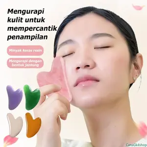 Batu Guasha Wajah Leher Jade Asli Pijat Terapi Relaksasi Sensasi Dingin Halus Kecantikan Kulit Anti Stres Tradisional Wellness Alat
