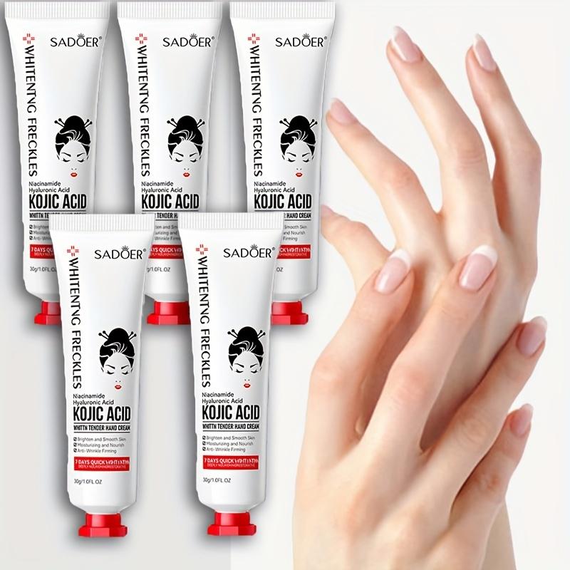Product Introduction of Kojic Acid Hand Cream - Pack of 5 - Hypoallergenic Moisturizing Lotion for Dry Skin with Glycerin, Niacinamide - Whitening and Reduces Freckles. Nails Moisturizer Moisture Hydrate Hyaluronic 0