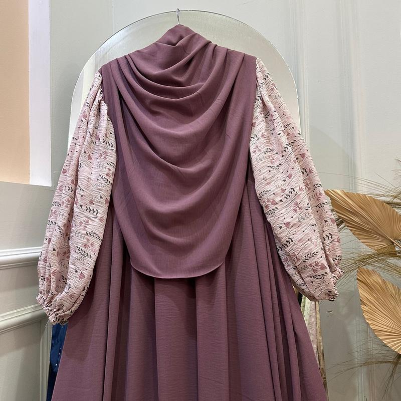 DFM - Haura Set Motip Syar’i Pasmina Oval Gamis Syar’i Wanita Bahan Crinkle Airflow 6