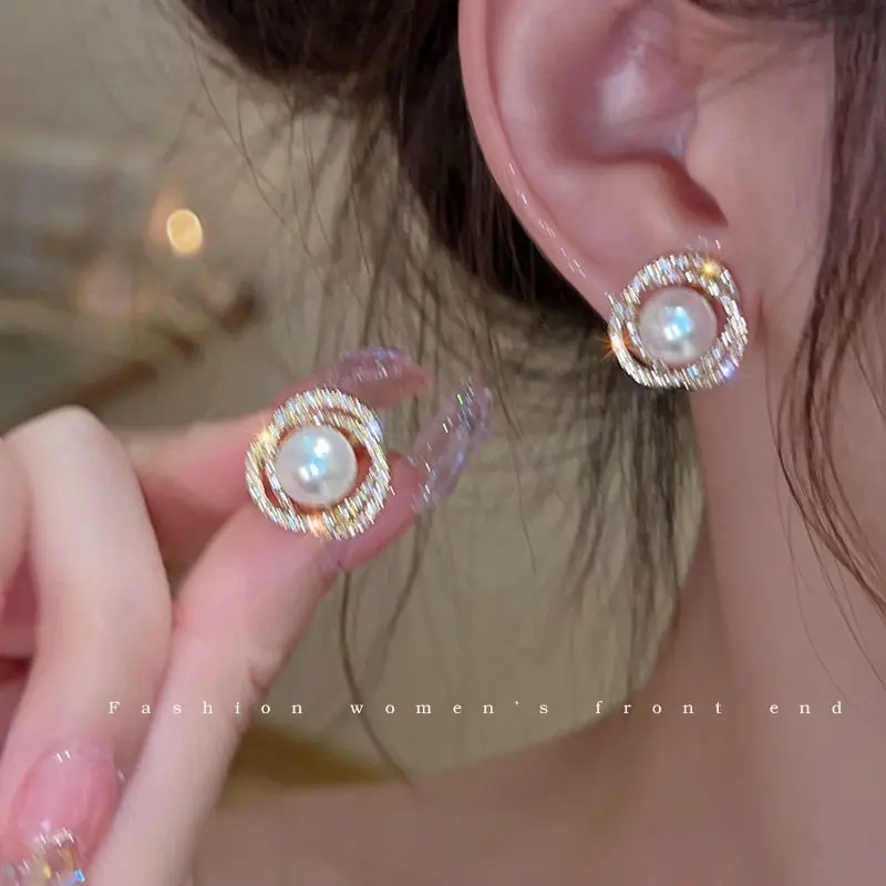 925 Silver Stud Earrings Niche Design Pearl Silver Needle High-Grade Light Luxury Earrings Earrings