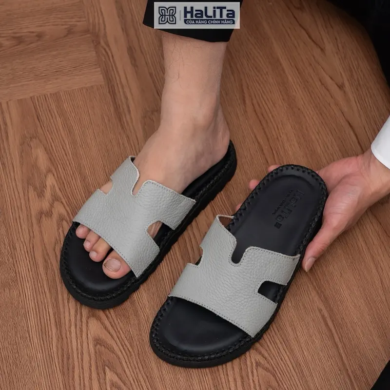[VINHBANHBO ĐỘC QUYỀN ]  Dép Nam Doctor Chữ K Halita , Khâu Chỉ Toàn Bộ, Đế Đúc Cao Su Êm Chân.DéP Đế Bằng. 0