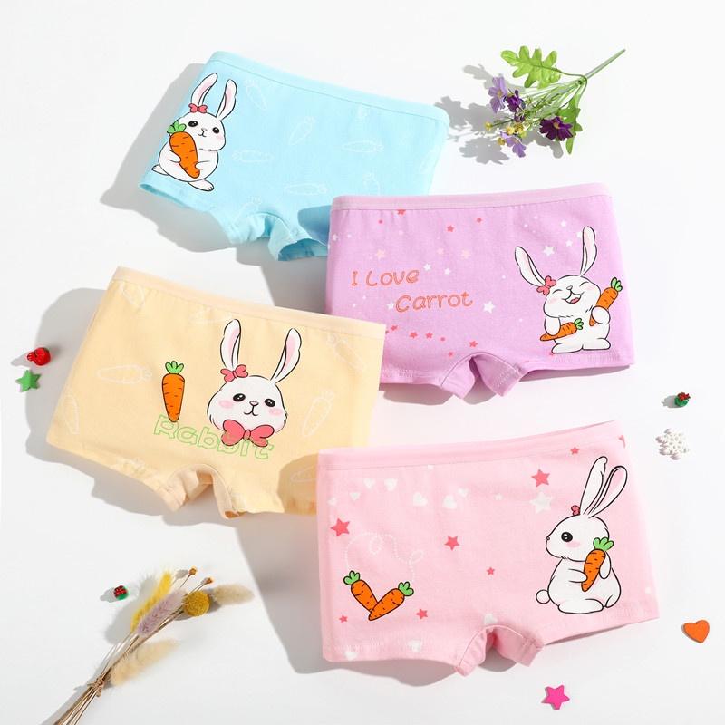 4 Pcs/Set Baby Girls Underwear Cotton Cute Cartoon Panty Kids Stretch Breathable Short Children Soft Underpants 2-12 Years 0