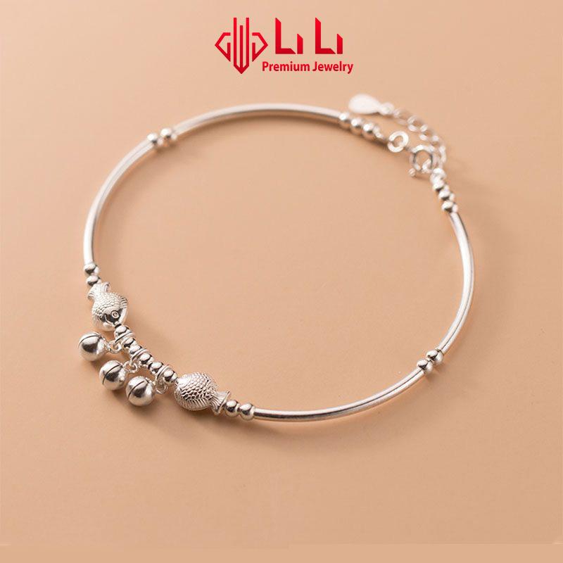  Vòng chân bạc nữ LiLi S925 cao cấp dạng kiềng gắn chuông tròn Jerome LILI_696363 