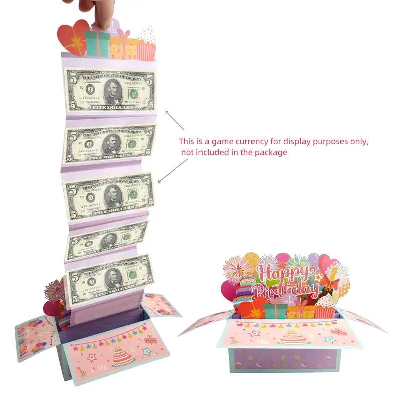 Creative Birthday Money Pull Out Greeting Card Box, 1 Count DIY Money Bag Greeting Card, Birthday Surprise Greeting Card Gift for Family Friends Lovers Classmates 2