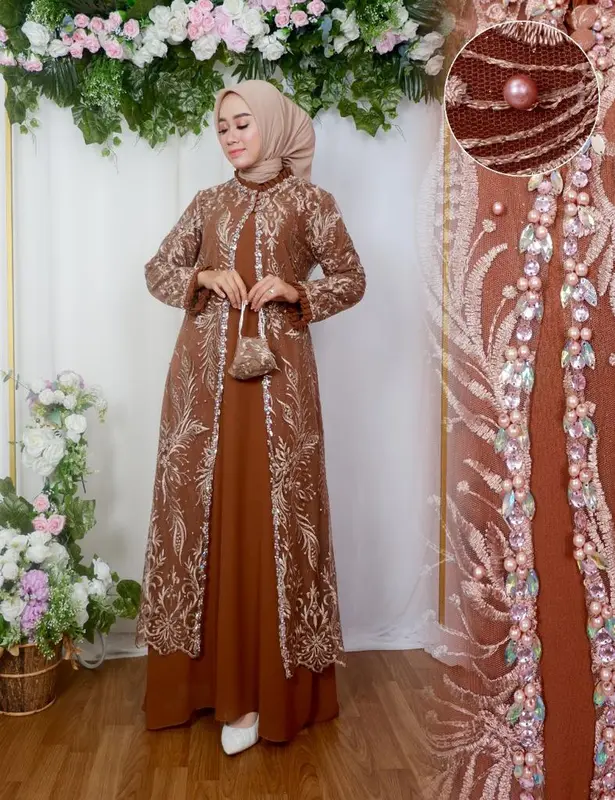 Gamis Gina Dress Outer Lepas Pasang Free Hijab - Gamis Pesta 3