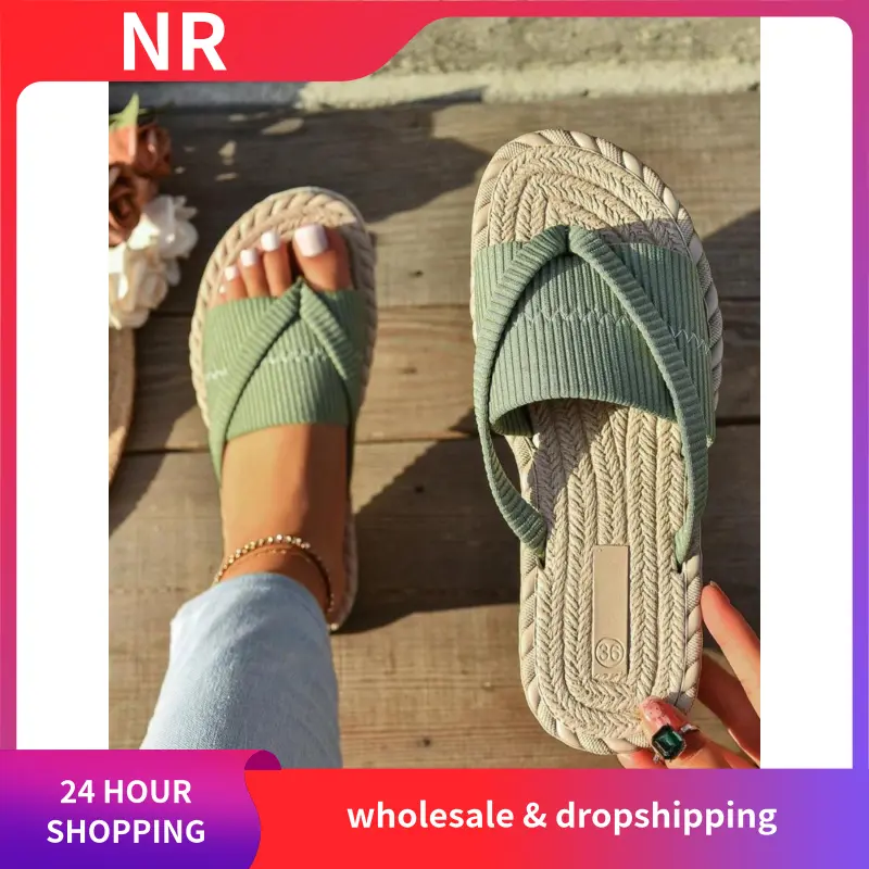 Women's Fashionable Beach Flip Flops, Casual Comfortable Flat Sandals for Outdoor Vacation, All-match Toe Ring Slides for Daily Wear, Walking Shoes