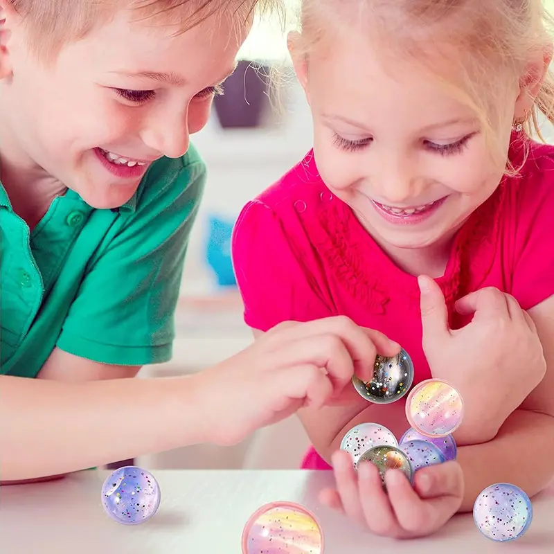 15 PCS Space Planets Starry Sky Theme Bouncy Balls, 32mm Rubber Balls Colorful Starlight Galaxy for Kids Party Bag, Stocking Filler Prizes Festival Birthday Gifts 5