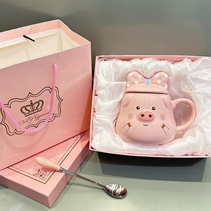 Quà Tặng Sinh Nhật Dành Cho Các Bạn Nữ, Bạn Gái  Cốc uống nước bằng sứ hình heo dễ thương Món quà rất ý nghĩa ZZB