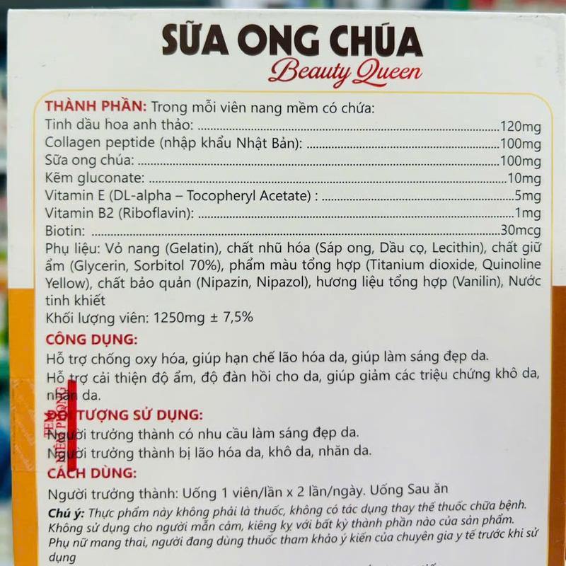 Viên uống hỗ trợ trắng đẹp da SỮA ONG CHÚA (Lọ 30 viên) - Hỗ trợ làm sáng đẹp da, hạn chế lão hoá, tăng đàn hồi. 5