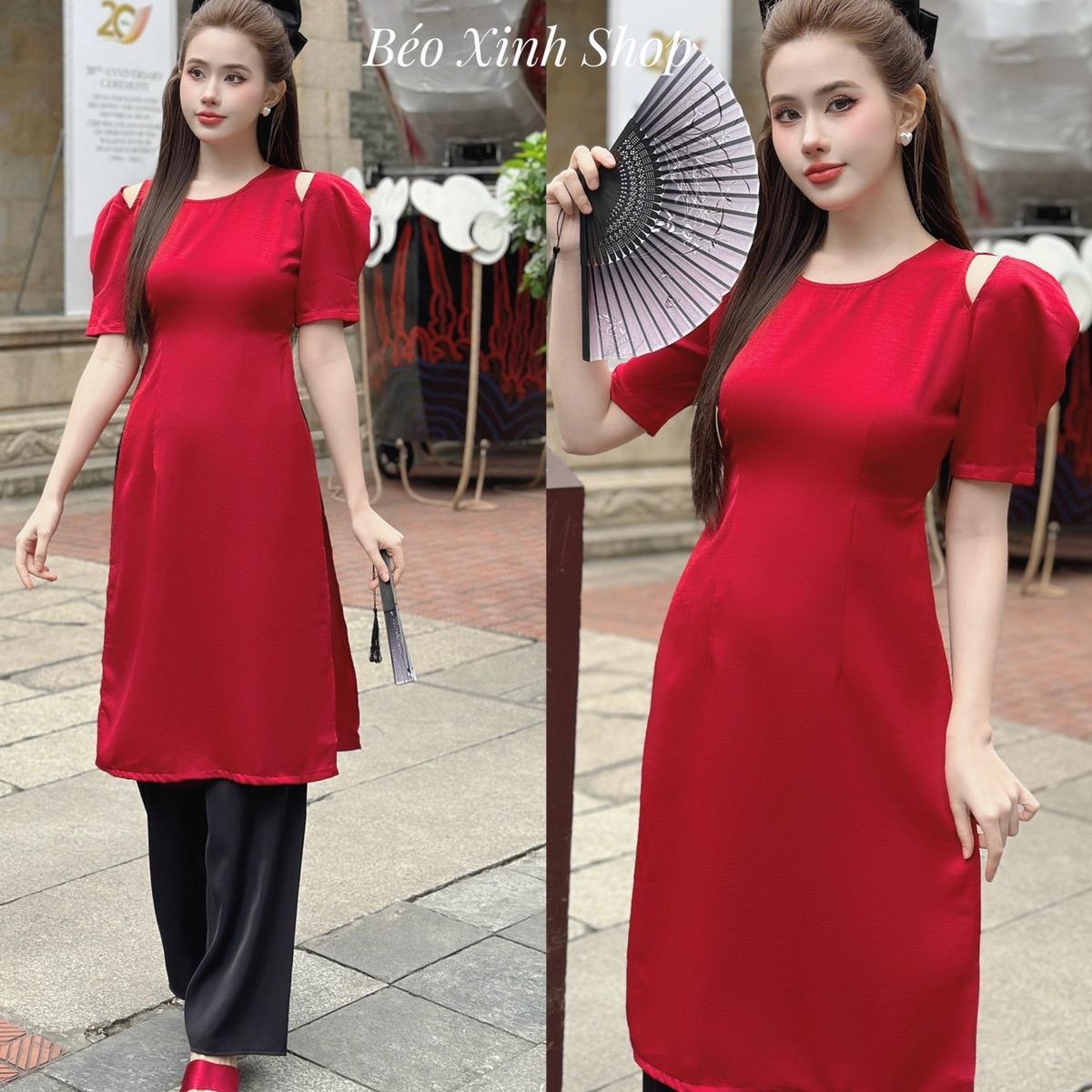 Áo Dài Cách Tân Béo Xinh Bigsize Xẻ Vai Dễ Thương Cho Các Nàng 50-100Kg Nữ Women Dress Voan - A.1269