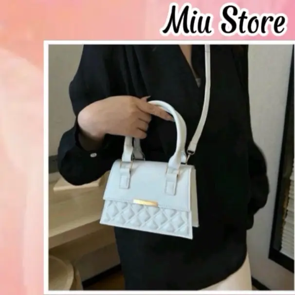 ￼Túi đeo chéo, túi xách nữ đẹp hai quai cầm tay da PU thêu chần chỉ xinh xắn thời trang Bag PK 730 Nhung 1