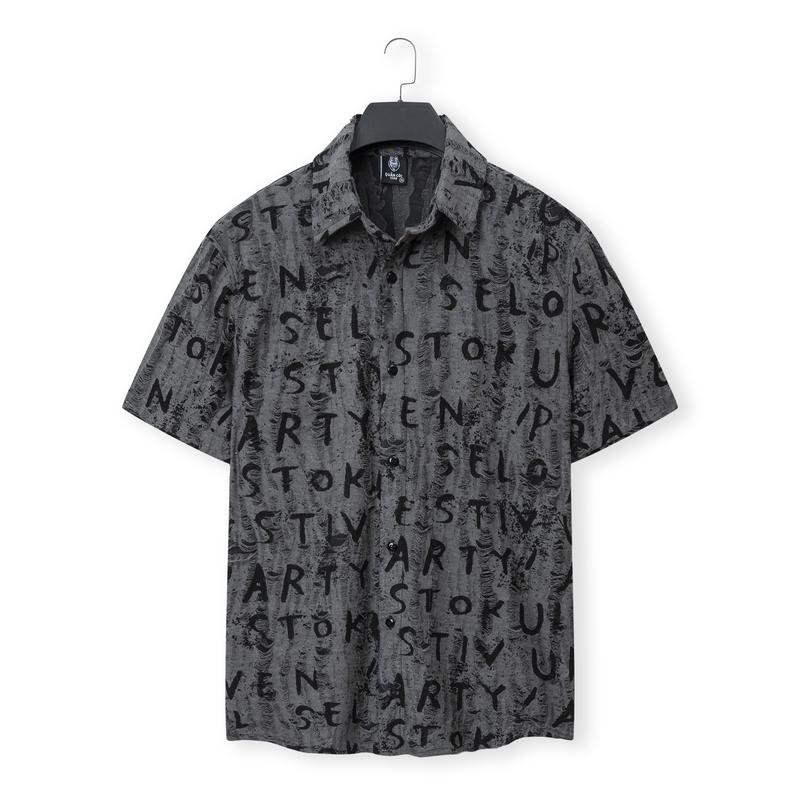 Product Introduction of Áo sơ mi cộc tay cotton wat họa tiết chữ cái  AT- 76 a( Quân còi 1988 ) Menswear Nam Cổ Tròn 16