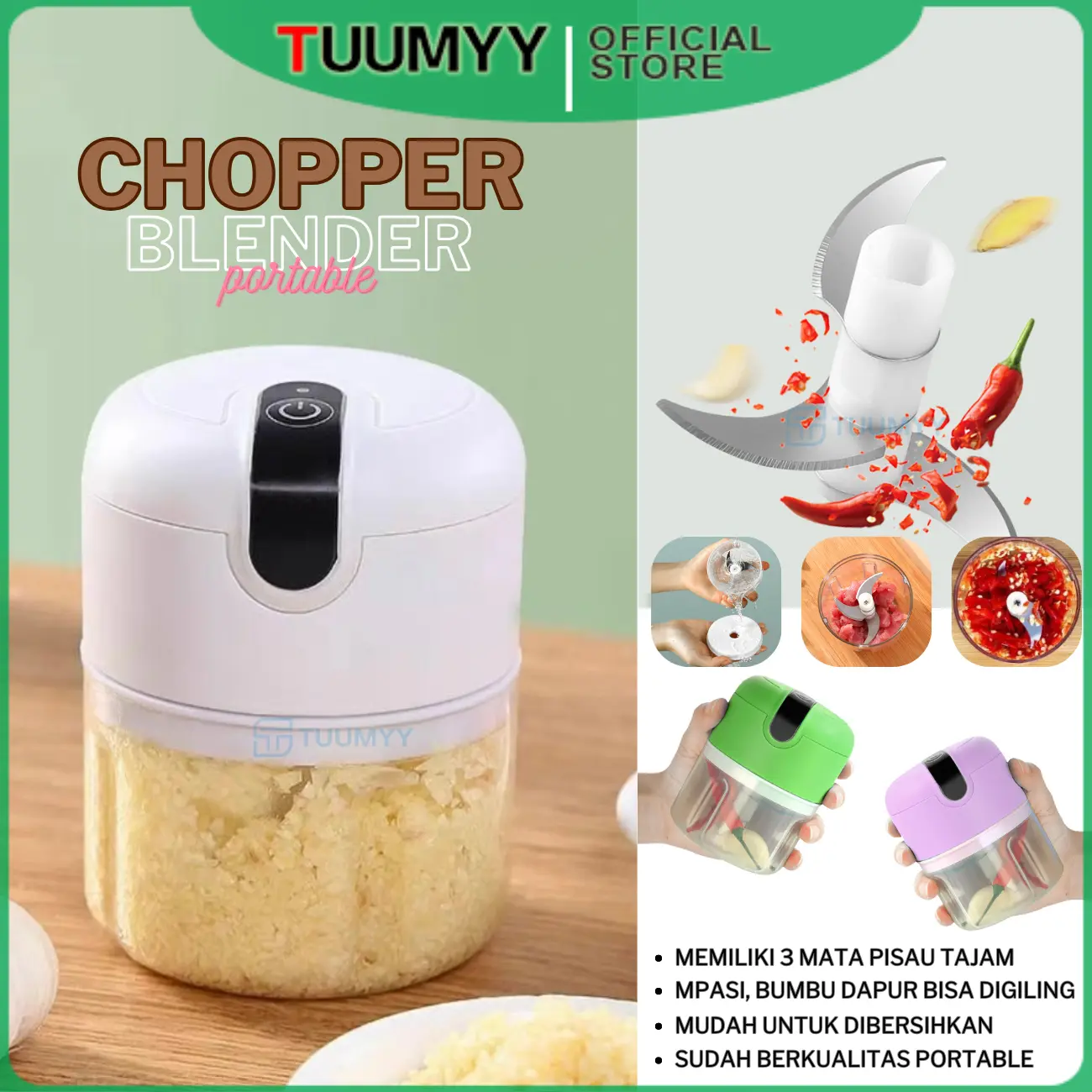 [COD]. CHOPPER MINI PENGHALUS PENGGILING CINCANG TUUMYY USB PORTABLE FOOD PROCESSOR TM-1201