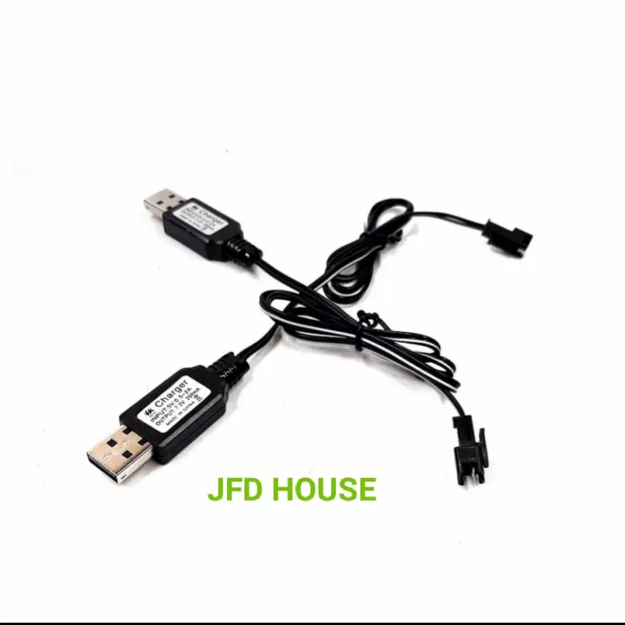 CHARGER RC / CAS USB 7.2V HITAM 2 PIN CHARGER REMOTE CONTROL ROCK CRAWLER