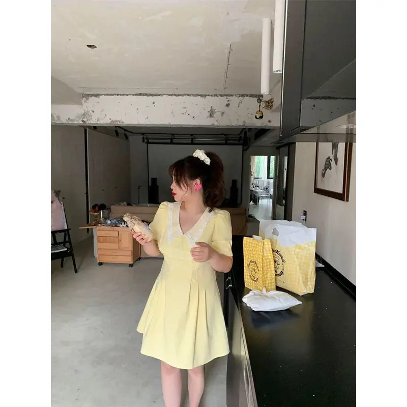 HANNA COLLARED LACED LINEN VINTAGE KOREAN FLARE DRESS fairy 1