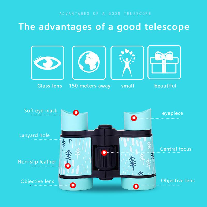 Kids Binoculars Shockproof Toy for Bird Watching Educational Learning 4X30 Zoom Small Pocket Telescope Soft Rubber Anti-skid #312155 2