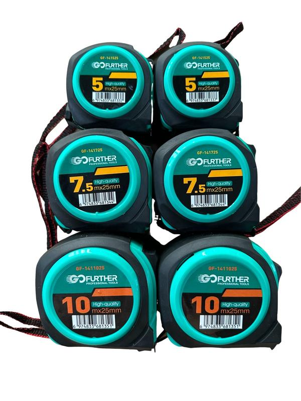 [Chính Hãng] Combo thước mét, thước cuộn Gofuther bọc cao su chống vỡ 5M, 7,5M , 10M gồm thước 1 mặt và 2 mặt lỗ ban phong thuỷ