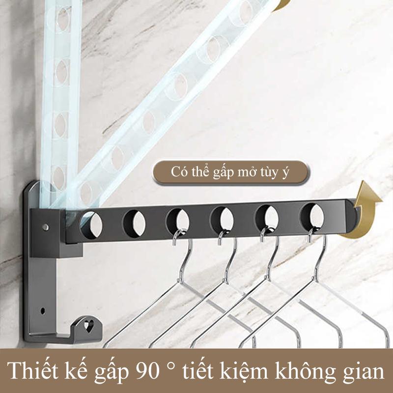 Giá treo quần áo gấp gọn HOMELOVE Thanh sào phơi quần áo thông minh sào phơi quần áo dán tường thép carbon siêu chắc 3
