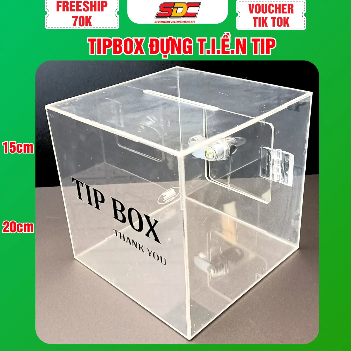 Hộp tipbox trong suốt để bàn - Hộp đựng tip bằng mica - Hộp tip nhiều màu có khóa chống bụi