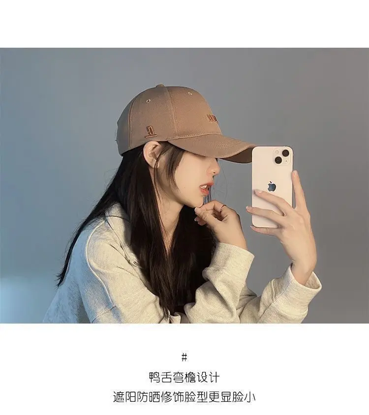 Product Introduction of 3D Hard Brim Baseball Cap for Women New Deep Crown Versatile Hard Brim Ins Style Sun Protection Face Slimming Letter Embroidery Duckbill Cap 10