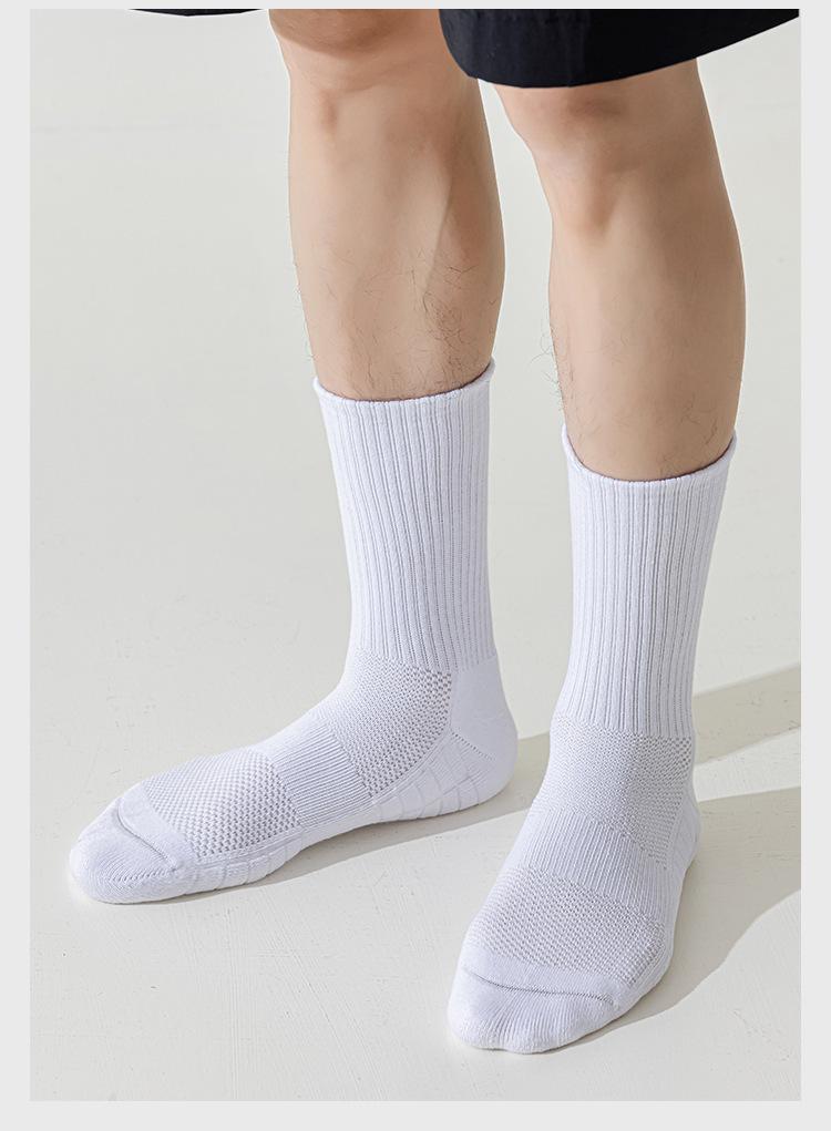 Product Introduction of White Socks Men's Summer Sports Socks Running Socks Thick Towel Bottom Pure Cotton Shock-absorbing Basketball Socks 12