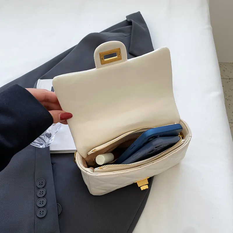 Túi xách nữ đeo chéo da mềm dây đeo phối xích thời trang cá tính hàng quảng châu cao cấp T329 Bag Đeo Vai 5