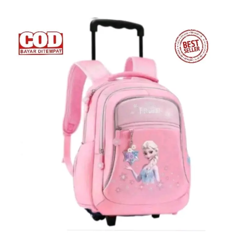 Tas troli anak perempuan - tas dorong motif frozen - tas sekolah anak Sd Tk - tas roda anak