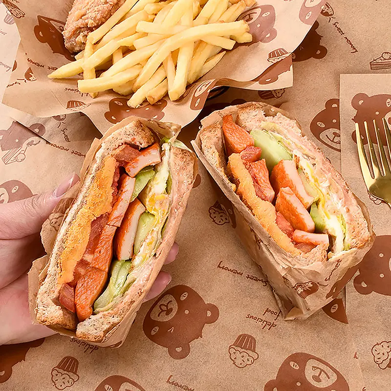 Giấy Đóng Gói Bánh Sandwich, 50 Chiếc, Bọc Hoạt Hình, Dùng Một Lần, Chống Dầu, Bọc Gà Cuộn, Dụng Cụ Nhà Bếp Dùng Để Nướng Bánh Phục Vụ Bữa Sáng, Đồ Dùng Gia Đình 1