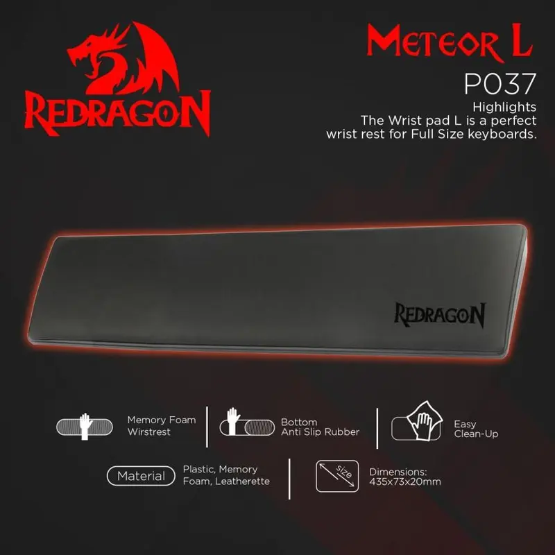Redragon Gaming Wrist Rest Pad Full Size Keyboard METEOR L - P037 0