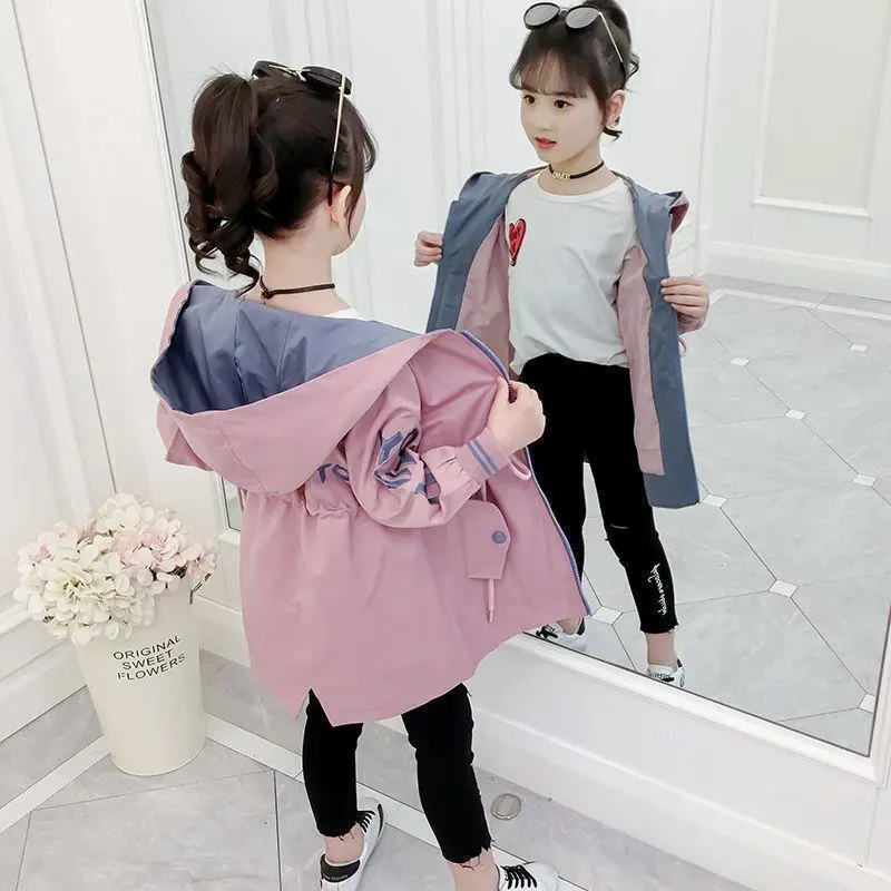 Áo Khoác Mùa Xuân Và Mùa Thu Cho Bé Gái, Quần Áo Trẻ Em, Hàng Mới Về 2020, Phong Cách Hàn Quốc, Áo Gió Thời Trang, Dành Cho Trẻ Em Trung Bình Và Lớn, Áo Thời Trang Dài Trung Bình