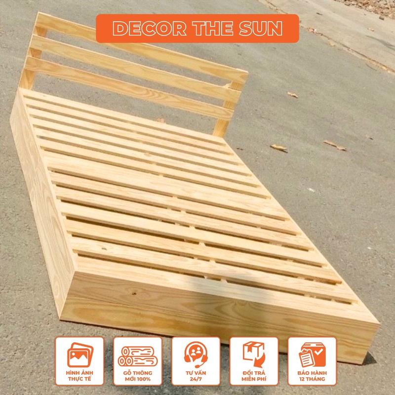 Giường pallet gỗ thông đóng dạng hộp, 8cm,20cm dùng decor khách sạn,phòng ngũ....đủ kích thước -Decor The Sun