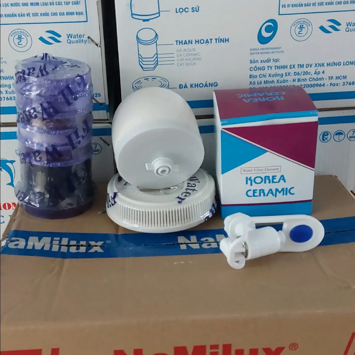 linh kiện lọc nước bộ 4 món vòi chống gãy sứ tím
