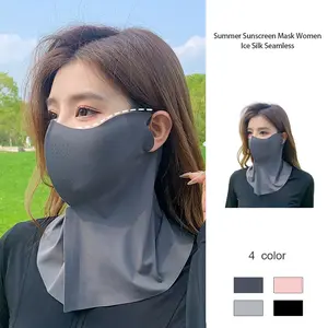 Masker Tabir Surya Wanita Sutra Es Tanpa Jahitan Penutup Leher Cocok Bersepeda & Olahraga Musim Panas
