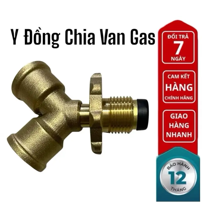 ￼Van chia gas chữ Y bằng đồng  / Y chia gas (chia 1 bình gas sử dụng 2 bếp gas )