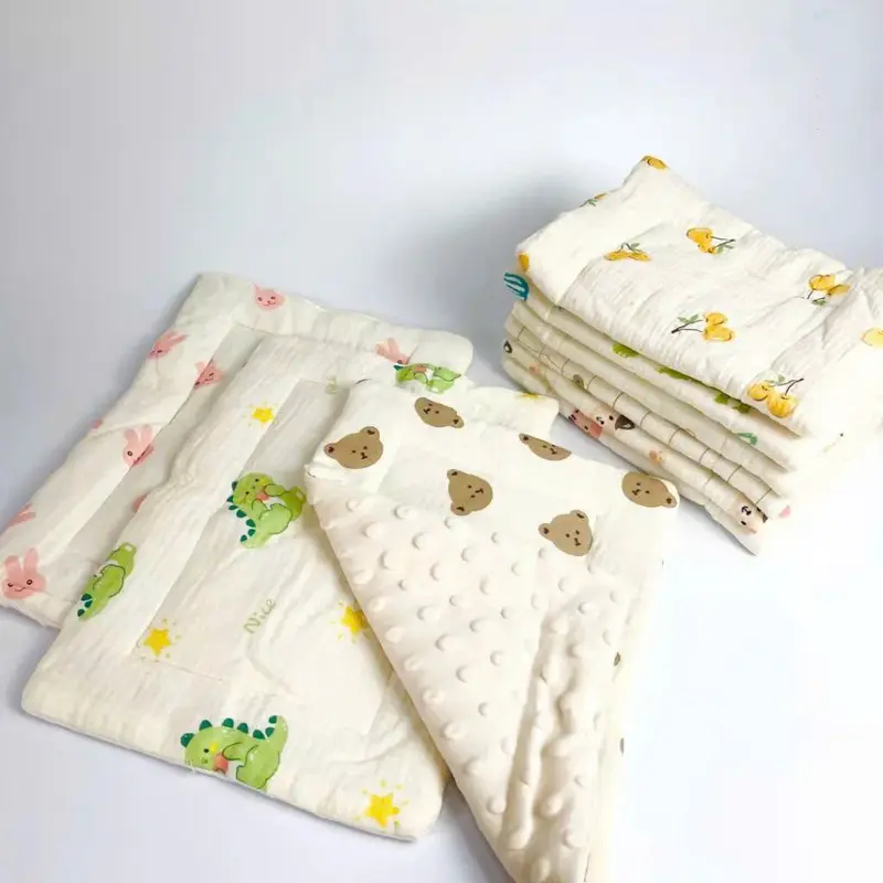 Gối Xô Muslin Cho Bé Sơ Sinh Hạt Đậu, Gối Trần Bông Nhung Đỗ Mềm Mại, Êm Ái Cho Bé 0