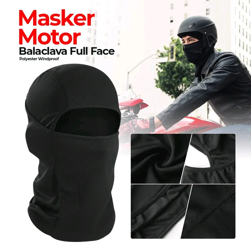 Masker Motor Balaclava Full Face Polyester Windproof 0