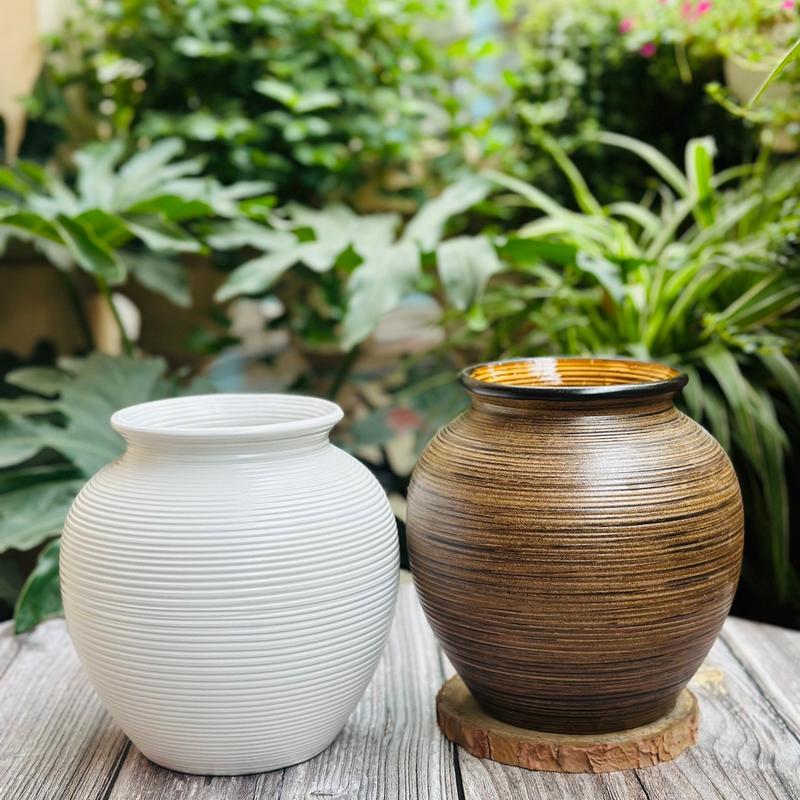  Bình cắm hoa gốm sứ Bát Tràng  Bình hoa dáng tròn 