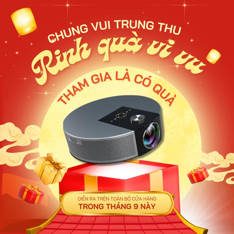 [Q10 & MÀN PHẢN QUANG VÀ CHÂN ĐỠ] Máy Chiếu Mini, Nhỏ Gọn, Tiện Lợi, Độ Phân Giải Full HD 1080P - Hỗ Trợ Chiếu Video 4K, Projector Led, Bluetooth.