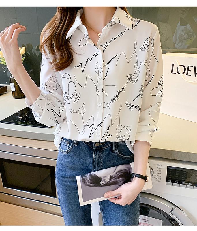 Product Introduction of Áo Nữ Thanh Lịch, Thời Trang Đầu Mùa Thu Mới, Dài Tay, Dáng Rộng, Phong Cách Hoang Dã, Áo Sơ Mi Cổ Điển Phong Cách Hồng Kông, Cổ Bẻ Áo 10