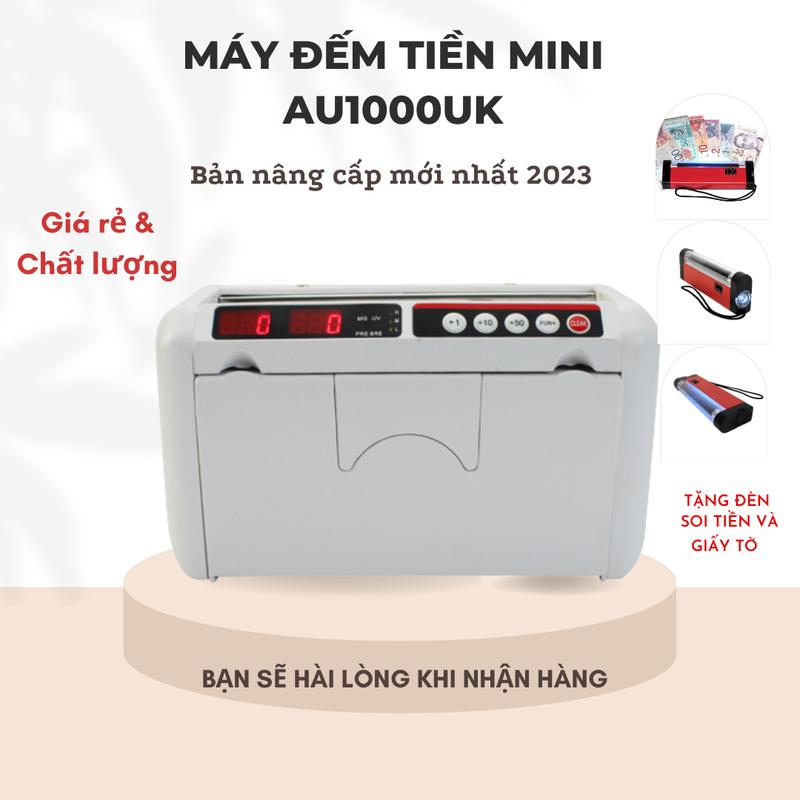 Máy đếm tiền mini AU1000UK chạy pin, sử dụng mang đi giao dịch mới nhất 2025