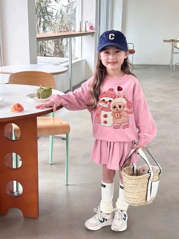 Set Bộ Váy Nỉ Thu Đông E.C dành cho bé gái sz 9-42kg. Chất liệu Da Cá, phối Chân Váy Xếp Ly ( Chân Váy Có Lót Quần Trong)