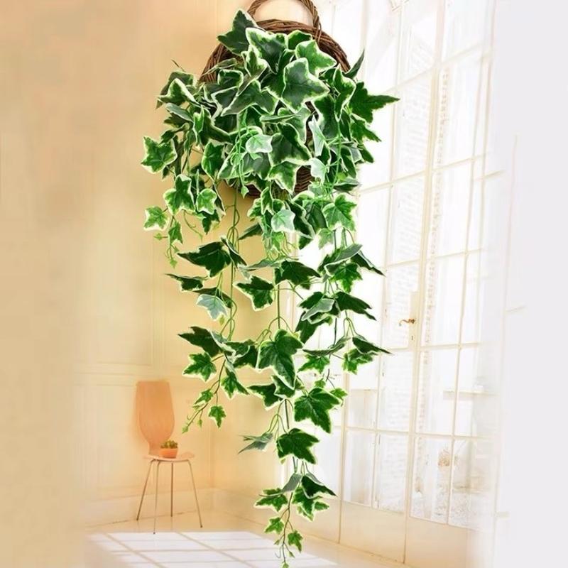 Bụi lá rủ 3 nhánh , cây lá xanh mô phỏng thực vật giả  ( không có giỏ) Decor