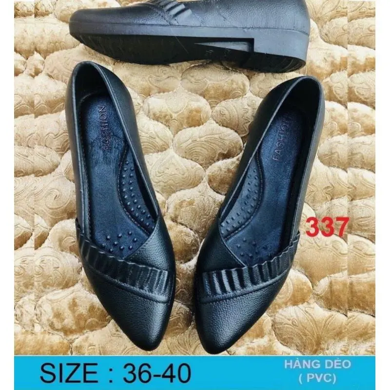 Giày nhựa đen mềm chống thấm nước cho nữ, mũi nhọn, size 36-40 (3 mẫu 337, 338, 538) - Giày Bệt, Shoes-phom nhỏ nha