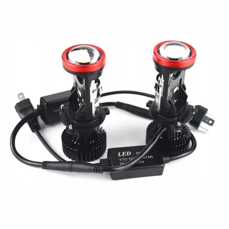 Sepasang 2PCSKemasan Baru Y7D Lampu Led Mobil Y6D Y8D Mini Projie H4 120 Watt 30000LM Super Bright H4 Mini Projector Lens Lensa Motor Mobil Headlight Headlamp-Sepasang Lampu Car 2