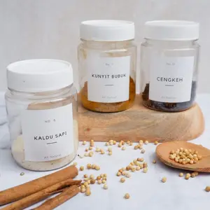 Toples bumbu Dapur Bulat 200ml Free Label Waterproof dan Free sendok Plastik Plastik