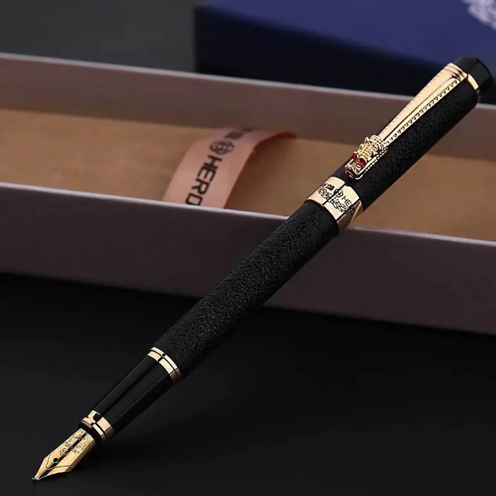 High Quality Fountain Pen Frosted Black Golden Dragon Iraurita Business Ink Pen Stationery Office School Supplies New Without Ink