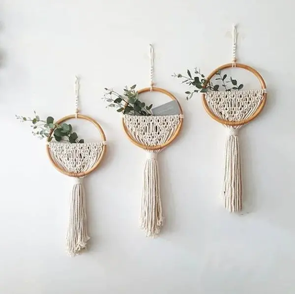 Hiasan dinding macrame   BAHAN TALI KATUN DAN KAYU